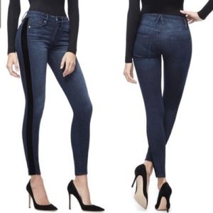 NWT! Good American Good Waist Velvet Tuxedo Striped Skinny Jeans 🔥 size 2/26